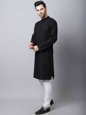 Black plain cotton men-kurtas 3