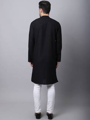 Black plain cotton men-kurtas 4