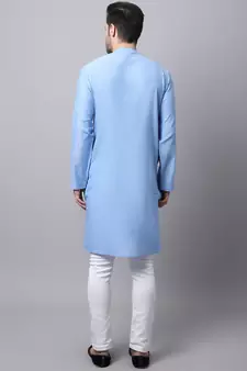 Blue plain cotton men-kurtas