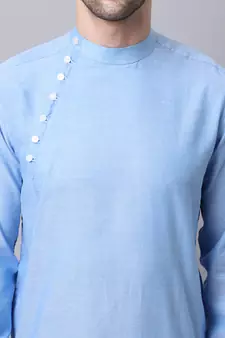 Blue plain cotton men-kurtas