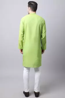 Green plain cotton men-kurtas