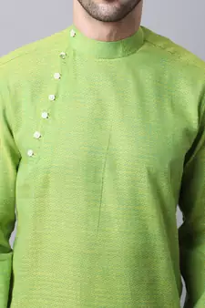 Green plain cotton men-kurtas