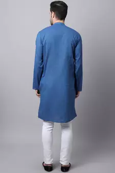 Blue plain cotton men-kurtas