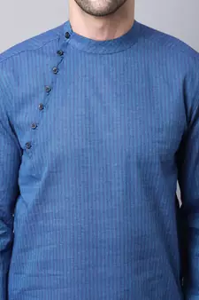 Blue plain cotton men-kurtas
