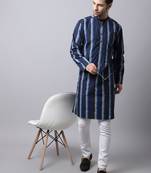 Blue plain cotton men-kurtas