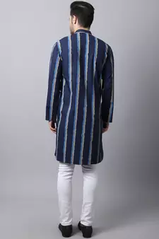 Blue plain cotton men-kurtas