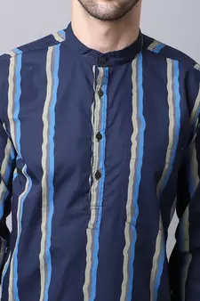 Blue plain cotton men-kurtas