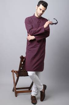 Black plain cotton men-kurtas