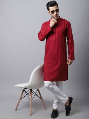 Maroon plain cotton men-kurtas 1