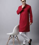 Maroon plain cotton men-kurtas