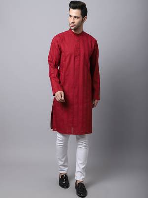 Maroon plain cotton men-kurtas 2