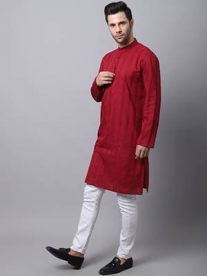 Maroon plain cotton men-kurtas 3