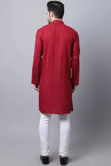 Maroon plain cotton men-kurtas