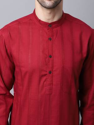 Maroon plain cotton men-kurtas 5