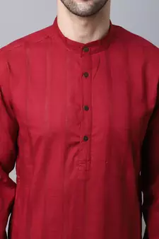 Maroon plain cotton men-kurtas