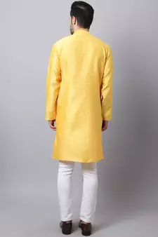 Yellow plain cotton men-kurtas