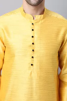 Yellow plain cotton men-kurtas