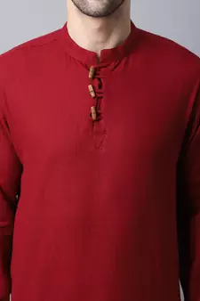 Maroon plain cotton men-kurtas