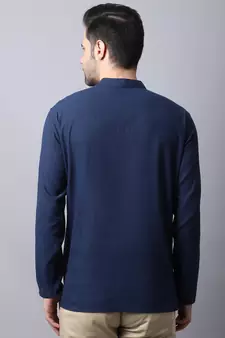 Blue plain cotton men-kurtas