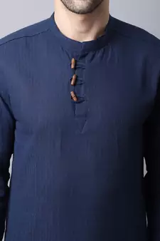 Blue plain cotton men-kurtas