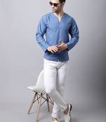 Blue plain cotton men-kurtas
