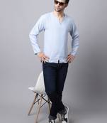 Blue plain cotton men-kurtas