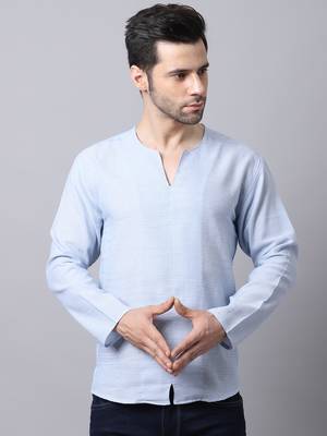 Blue plain cotton men-kurtas 2