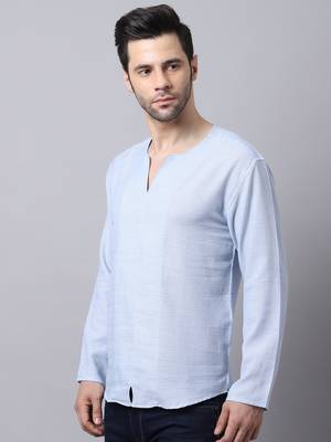 Blue plain cotton men-kurtas 3
