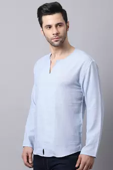 Blue plain cotton men-kurtas