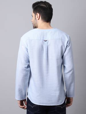 Blue plain cotton men-kurtas 4