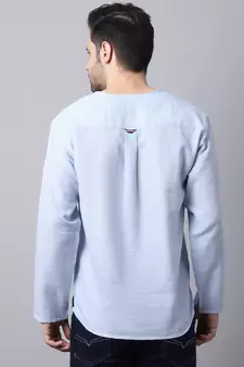 Blue plain cotton men-kurtas