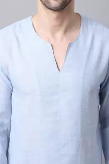 Blue plain cotton men-kurtas