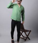 Green plain cotton men-kurtas