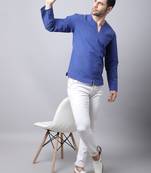 Blue plain cotton men-kurtas