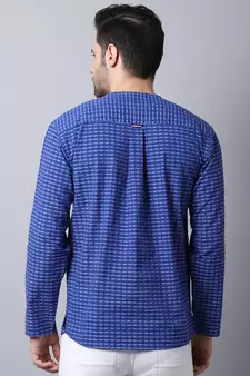 Blue plain cotton men-kurtas