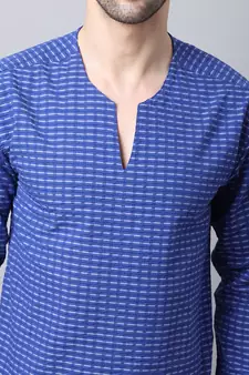 Blue plain cotton men-kurtas