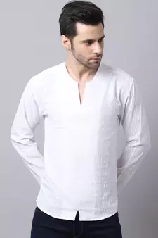 White plain cotton men-kurtas