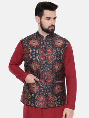 Red Green Silk Chanderi Jacket 1