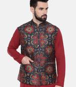 Red Green Silk Chanderi Jacket