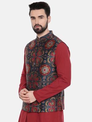 Red Green Silk Chanderi Jacket 3