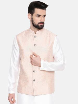 Chanderi Emb Pink Jacket 1