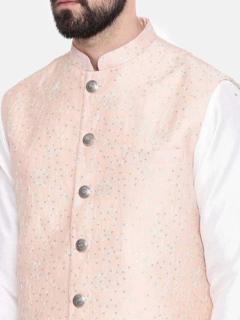 Chanderi Emb Pink Jacket