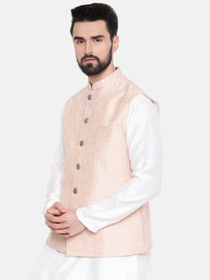 Chanderi Emb Pink Jacket 3