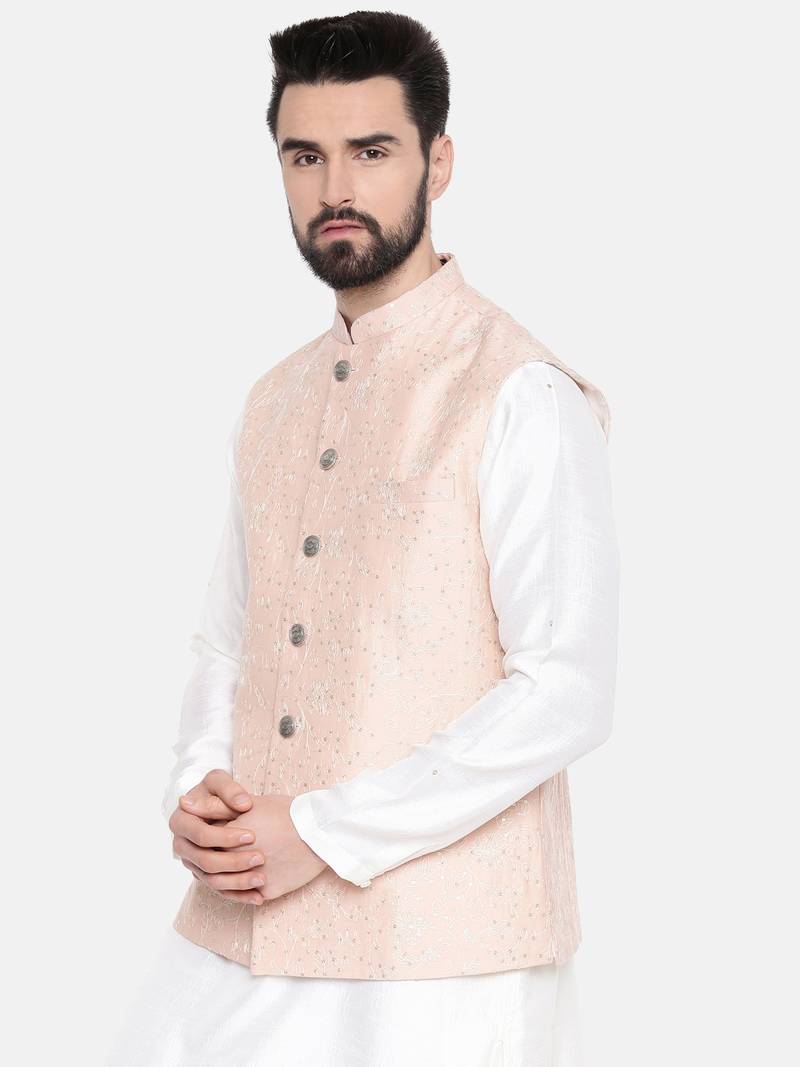 Chanderi Emb Pink Jacket