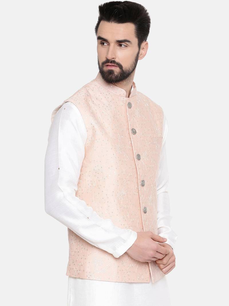 Chanderi Emb Pink Jacket