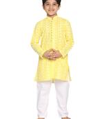  Mustard And White Kurta Pyjama Set