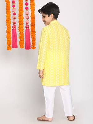  Mustard And White Kurta Pyjama Set 4