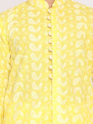  Mustard And White Kurta Pyjama Set 5