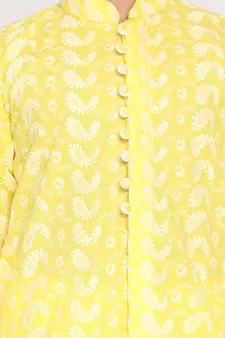  Mustard And White Kurta Pyjama Set