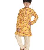  Multicolor-Base-Mustard And Cream Kurta Pyjama Set